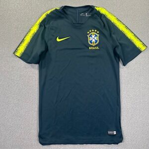 Nike Brazil CBF Squad Training Jersey Mens Small Navy Neon Yellow 893278-454